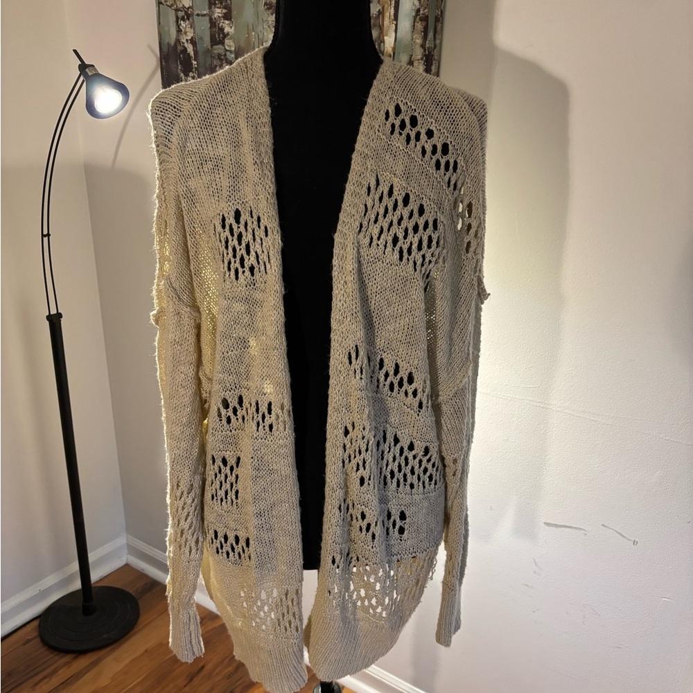 Cream Open-Knit Women's Sweater